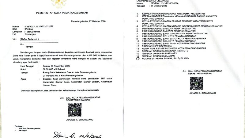 Pemko Pematangsiantar Undang Notaris Dr. Henry Sinaga Bahas Terkait Hasil Peninjauan Kembali Kenaikan NJOP 1.000 Persen di Tiga Kecamatan